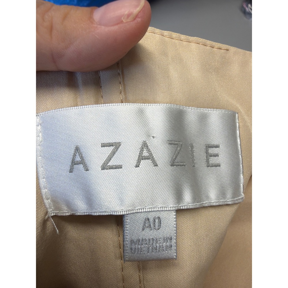 Azazie Champagne Tan Square Neck Keyhole Back Maxi Bridesmaid Dress A0 - Picture 5 of 7